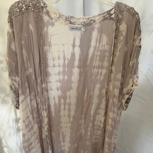 Purple and cream tie dye cardigan. One size